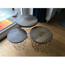 Eiche, runde Tischplatte, verleimt, Maße auf Anfrage, Stärke 3 cm mit Fase, schwarz geölt, Ø41cm Eiche, runde Tischplatte, verleimt, Maße auf Anfrage, Stärke 3 cm mit Fase, schwarz geölt, Ø41cm